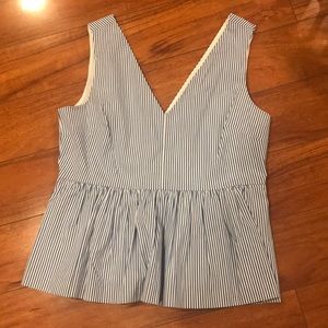 J. Crew Striped Deep V Lined Blouse